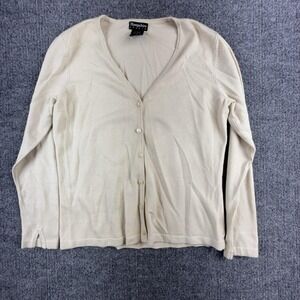 Hampshire Studio Cardigan Sweater Womens Petite PP Beige V Neck Button Front
